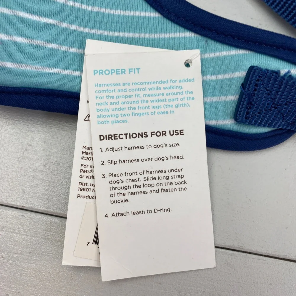 Martha‎ Stewart Pets Hooded Dog Harness Medium Blue Stripe Crab Nautical Puppy